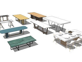 现代<em>餐桌</em>椅组合su模型，<em>餐桌</em>sketchup模型下载