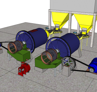 现代球磨机草图大师模型，球磨机sketchup模型下载