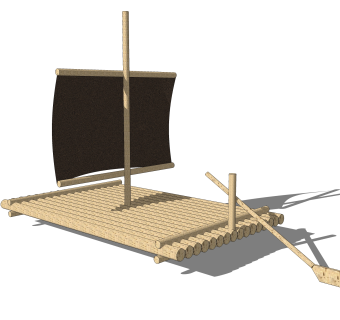 现代带帆木筏skb文件，木筏skp模型下载