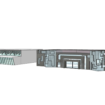 现代售楼处建筑方案草图大师模型，售楼部建筑sketchup模型免费下载