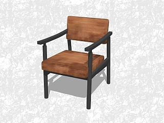 现代实木休闲椅草图大师模型，<em>背</em>靠椅sketchup模型下载
