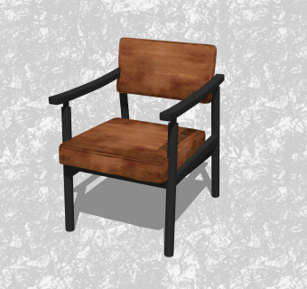 现代实木休闲椅草图大师模型，背靠椅sketchup模型下载