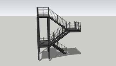 现代钢楼梯草图大师模型，楼梯sketchup模型下载