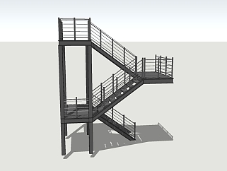 现代钢<em>楼梯</em>草图大师模型，<em>楼梯sketchup</em>模型下载