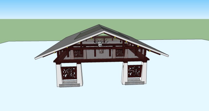 仿古亭SU模型免费下载，亭子草图大师模型