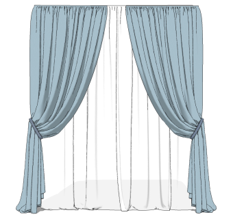 现代窗帘草图大师模型下载、现代窗帘su模型下载