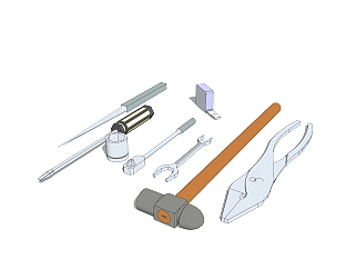 现代扳手锤子螺丝<em>刀</em>草图大师模型，小工具su模型下载