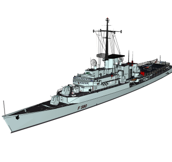 意大利山地步兵级FFG580号护卫舰草图大师模型，护卫舰SU模型下载