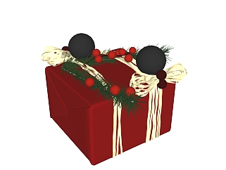 <em>圣诞</em>礼物盒摆件草图大师模型,现代装饰品su模型下载