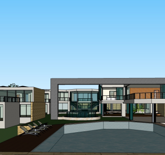 现代独栋别墅su模型免费下载，sketchup别墅草图大师模型