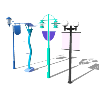 现代广告灯柱草图大师模型，广告灯柱sketchup模型下载