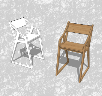 现代创意小座椅su模型，背靠椅草图大师模型下载