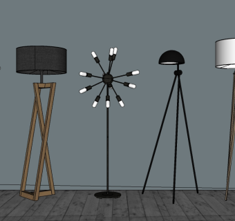 北欧落地灯组合su模型下载、落地灯组合草图大师模型下载