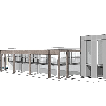 现代售楼处建筑方案草图大师模型，建筑构件sketchup模型免费下载