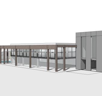 现代售楼处建筑方案草图大师模型，建筑构件sketchup模型免费下载