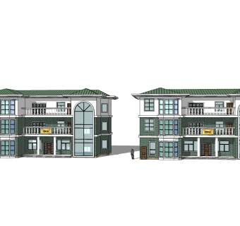 欧式别墅外观草图大师模型，别墅外观sketchup模型免费下载