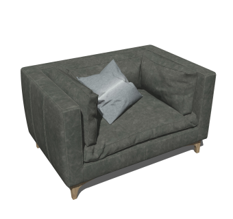 现代皮革单人沙发草图大师模型，单人沙发sketchup模型下载