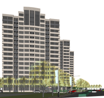 现代办公楼草图大师模型，办公楼sketchup模型免费下载