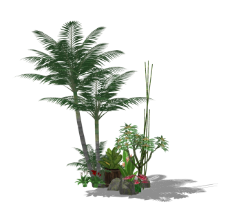 现代风格盆栽sketchup模型下载