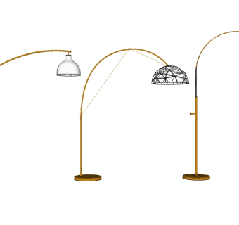 现代弯曲落地灯组合su模型下载、弯曲落地灯组合草图大师模型下载