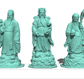 现代福禄寿雕塑su模型，雕塑草图大师模型下载