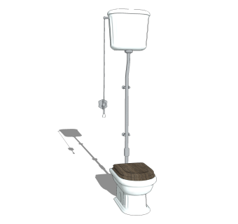 现代复古抽水马桶免费su模型，便器草图大师模型下载