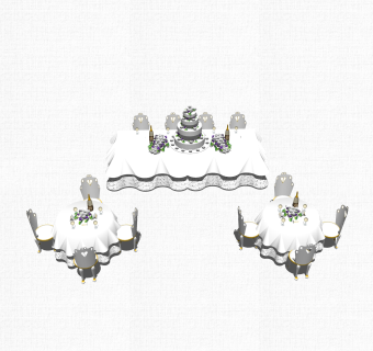 欧式餐厅草图大师模型，餐桌椅skb文件下载