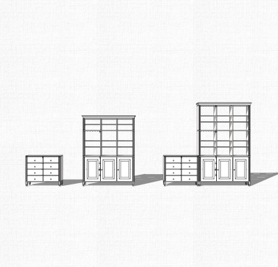 现代简约储物柜草图大师模型，储物柜SKP模型下载