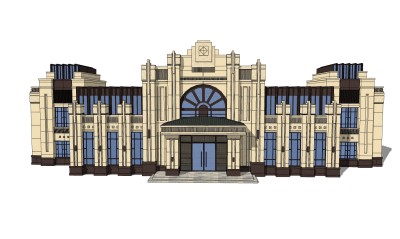 欧式商务建筑会所，sketchup建筑模型免费下载