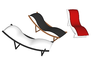 现代简约躺椅组合su模型，椅子草图大师模型下载