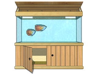 现代定做玻璃鱼缸草图大师模型，鱼缸sketchup模型下载