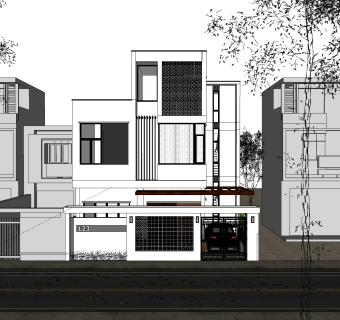 现代别墅草图大师模型下载，别墅SKP模型下载