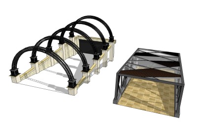 现代地下车库入口草图大师模型，车库入口sketchup模型下载