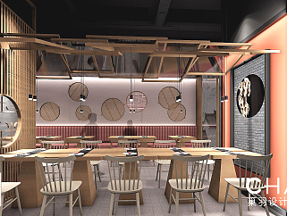 巢羽设计事务所一城半点餐饮空间设计图，餐厅cad设计图纸下载