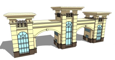 欧式入口大门SU模型下载，入口大门skb模型分享