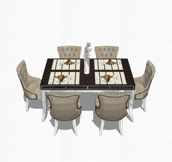 欧式餐桌椅草图大师模型，餐桌椅skb文件下载
