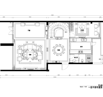 祥细客厅卧室家装户型图三居CAD，免费下载