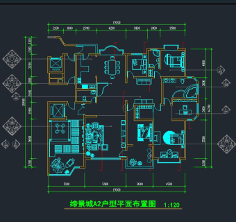 祥细客厅卧室家装户型图三居CAD，免费下载