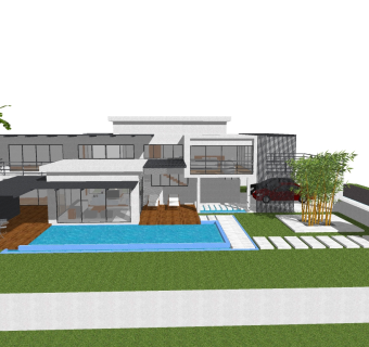 现代简约别墅草图大师模型，别墅skp模型下载