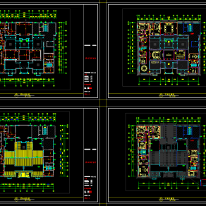 中式私人四合院别墅施工图，四合院别墅CAD施工图纸下载