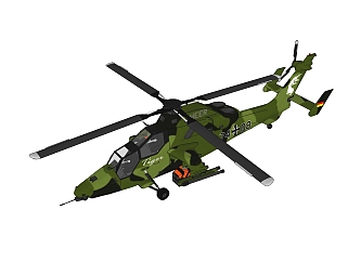 德法Tiger虎式<em>武装</em>直升机草图大师模型，直升机SU模型...