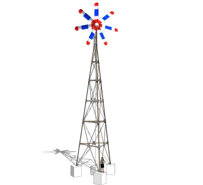 现代观赏风车草图大师模型，风车sketchup模型下载