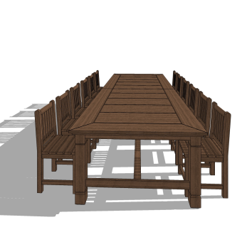 中式实木餐桌椅免费su模型，实木餐桌椅skp模型下载