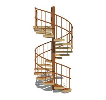 现代实木螺旋楼梯草图大师模型，实木螺旋楼梯sketchup模型免费下载