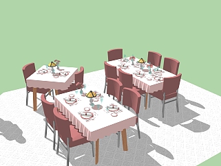 家居<em>餐厅桌椅</em>，su、草图大师免费模型下载.