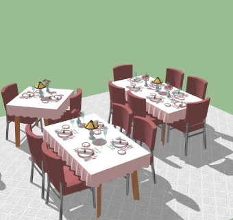 家居餐厅桌椅，su、草图大师免费模型下载.