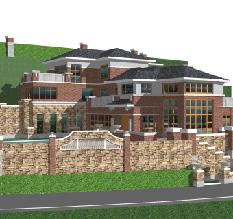 欧式别墅外观草图大师模型，别墅外观sketchup模型免费下载