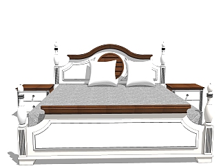 <em>简欧</em>双人床免费su模型，双人床sketchup模型下载