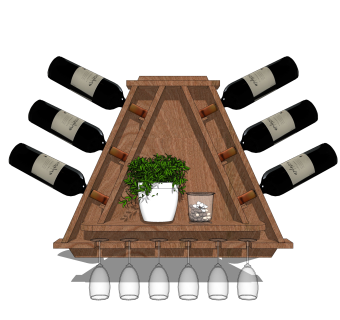 现代酒架草图大师模型下载，酒架su模型