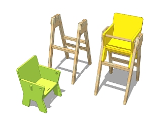 现代儿童桌椅草图大师模型，儿童<em>桌椅su模型</em>下载